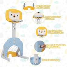 Load image into Gallery viewer, 3-in-1 Adjustable Kids Basketball Hoop Sports Set-Yellow