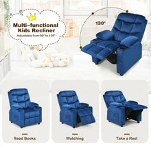 Load image into Gallery viewer, Adjustable Lounge Chair with Footrest and Side Pockets for Children-Blue