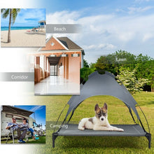Load image into Gallery viewer, Portable Elevated Outdoor Pet Bed with Removable Canopy Shade-42"