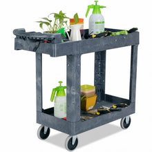 Load image into Gallery viewer, Plastic Utility Service Cart 550 lbs Capacity 2 Shelves Rolling