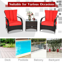 Load image into Gallery viewer, 3PCS Rattan Coffee Table Set Chair-Red