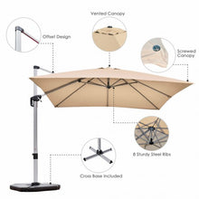 Load image into Gallery viewer, 10 Ft 360 Degree Tilt Aluminum Square Patio Offset Cantilever Umbrella-Beige