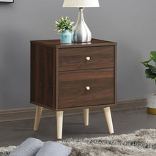 Load image into Gallery viewer, 2-Drawer Nightstand Beside End Side Table with Rubber Legs-Walnut