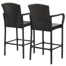 Load image into Gallery viewer, 2 pcs Outdoor Rattan Set High Chairs