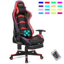 Load image into Gallery viewer, Massage LED Gaming Chair with Lumbar Support & Footrest-Red