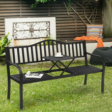 Load image into Gallery viewer, Patio Garden Bench Steel Frame with Adjustable Center Table