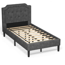 Load image into Gallery viewer, Linen Twin Upholstered Platform Bed with Frame Headboard Mattress Foundation