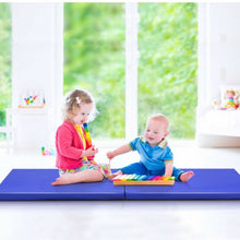 Load image into Gallery viewer, 6� x 24" x 1.5'' Thick Two Folding Panel Gymnastics Mat-Blue