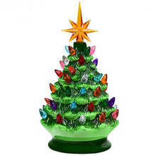 Load image into Gallery viewer, 9.5" Prelit Hand-Painted Ceramic Battery Powered Christmas Tree
