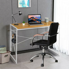 Load image into Gallery viewer, Folding Computer Desk Writing Study Desk Home Office with 6 Hooks-Natural
