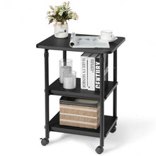 Load image into Gallery viewer, 3-tier Adjustable Printer Stand with 360? Swivel Casters-Black