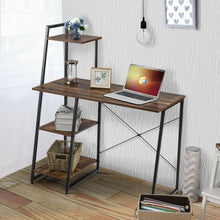 Load image into Gallery viewer, Computer Desk with Shelves Study Writing Desk Workstation Bookshelf-Brown