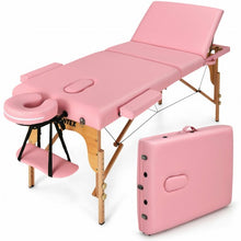 Load image into Gallery viewer, 3 Fold 84" L Portable Adjustable Massage Table with Carry Case-Pink