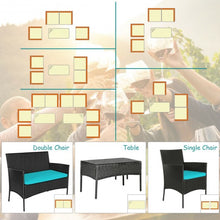 Load image into Gallery viewer, 4 Pcs Patio Rattan Cushioned Sofa Furniture Set w/Tempered Glass Coffee Table