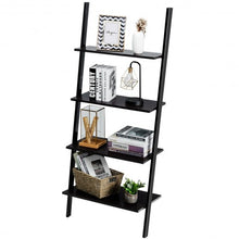 Load image into Gallery viewer, 4-Tier Industrial Leaning Wall Bookcase-Black