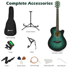 Load image into Gallery viewer, 40" Full Size Cutaway Acoustic Guitar Starter Guitarra Bundle Kit -Green