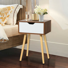 Load image into Gallery viewer, End Side Storage Drawer Nightstand with Solid Wooden Leg