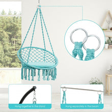 Load image into Gallery viewer, Macrame Cushioned Hanging Swing Hammock Chair-Turquoise
