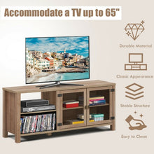 Load image into Gallery viewer, Wooden TV Stand with 2 Metal Mesh Doors -Natural