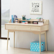 Load image into Gallery viewer, Writing Desk with Drawer Computer Wooden Desk-Natural