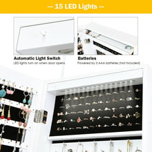 Load image into Gallery viewer, Wall Mounted Lockable Mirror Jewelry Cabinet with LED Light