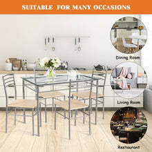 Load image into Gallery viewer, 5 pcs Dining Set Glass Table and 4 Chairs