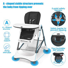 Load image into Gallery viewer, A-Shaped High Chair with 4 Lockable Wheels-Gray