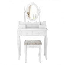 Load image into Gallery viewer, Vanity Table Set with Oval Mirror and 4 Drawers