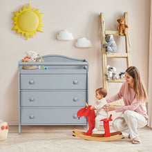 Load image into Gallery viewer, 3-Drawer Dresser Changing Table with Safety Belt Guardrails-Gray