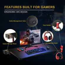 Load image into Gallery viewer, K-Shaped Computer Gaming Desk 45" Racing Desk w/Cup Headphone Holder & Storage