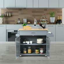 Load image into Gallery viewer, Rolling Kitchen Island Cart with Towel and Spice Rack-Gray