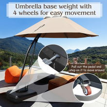 Load image into Gallery viewer, 11 Feet Outdoor Cantilever Hanging Umbrella with Base and Wheels-Tan