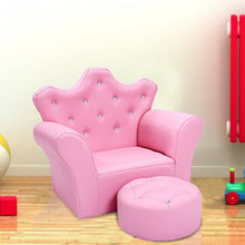 Load image into Gallery viewer, Pink Kids Sofa Armrest Couch with Ottoman