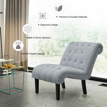 Load image into Gallery viewer, Upholstered Tufted Lounge Chair with Wood Leg-Light Gray