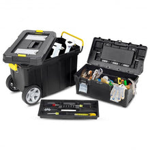 Load image into Gallery viewer, 2-in-1 Rolling Tool Box Set Mobile Tool Chest Storage Organizer Portable Black