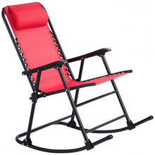 Load image into Gallery viewer, Outdoor Patio Headrest Folding Zero Gravity Rocking Chair-Red