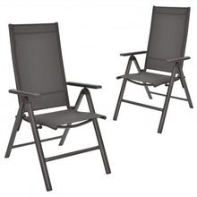 Load image into Gallery viewer, 2PCS Patio Folding Dining Chairs Aluminium Adjustable Back-Gray