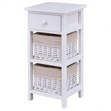 Load image into Gallery viewer, Wooden Morden Nightstand with 2 Wicker Rattan Drawers