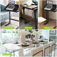 Load image into Gallery viewer, Adjustable C-Shape Couch End Table wth Tilting Top-Brown