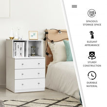 Load image into Gallery viewer, 3 Drawer Dresser with Cubbies Storage Chest for Bedroom Living Room-White