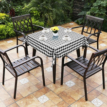 Load image into Gallery viewer, 10 Pcs 52" x 52" Square Polyester Plaid Dinner Tablecloth-Black