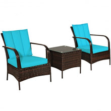 Load image into Gallery viewer, 3 PCS Patio Rattan Furniture Set-Turquoise