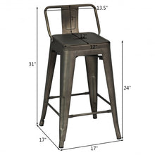 Load image into Gallery viewer, 24" Set of 4 Low Back Metal Counter Stool Stools-Gun