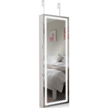 Load image into Gallery viewer, Door Wall Mount Touch Screen Mirrored Jewelry Cabinet-White