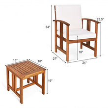 Load image into Gallery viewer, 3PC Solid Wood Outdoor Patio Sofa Furniture Set-White