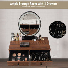 Load image into Gallery viewer, Industrial Makeup Dressing Table with 3 Lighting Modes-Coffee