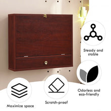 Load image into Gallery viewer, Wall Mounted Folding Laptop Desk Hideaway Storage with Drawer-Brown