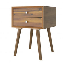 Load image into Gallery viewer, Wooden Nightstand Mid-Century End Side Table with 2 Storage Drawers-Natural