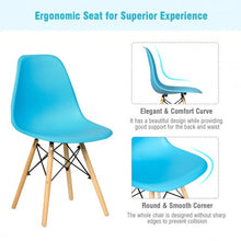 Load image into Gallery viewer, Set of 2 Mid Century Modern Dining Chairs with Wooden Legs-Blue