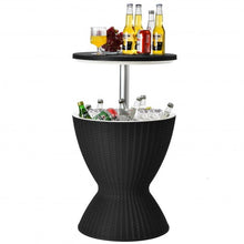 Load image into Gallery viewer, 3 in 1 8 Gallon Patio Rattan Cooler Bar Table with Adjust Ice Bucket-Black